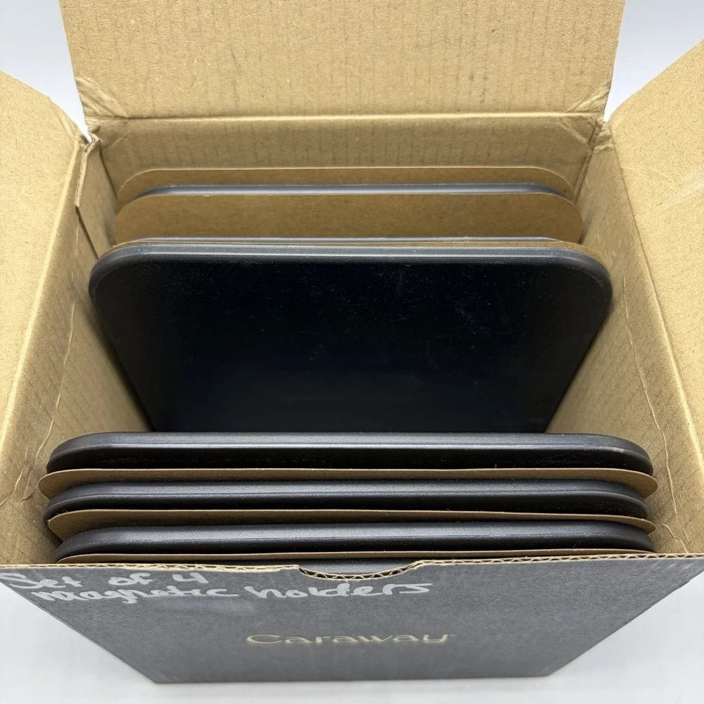 Caraway 4 Piece Set Magnetic Pots Pans Rack Black Divider Organizer Holder New